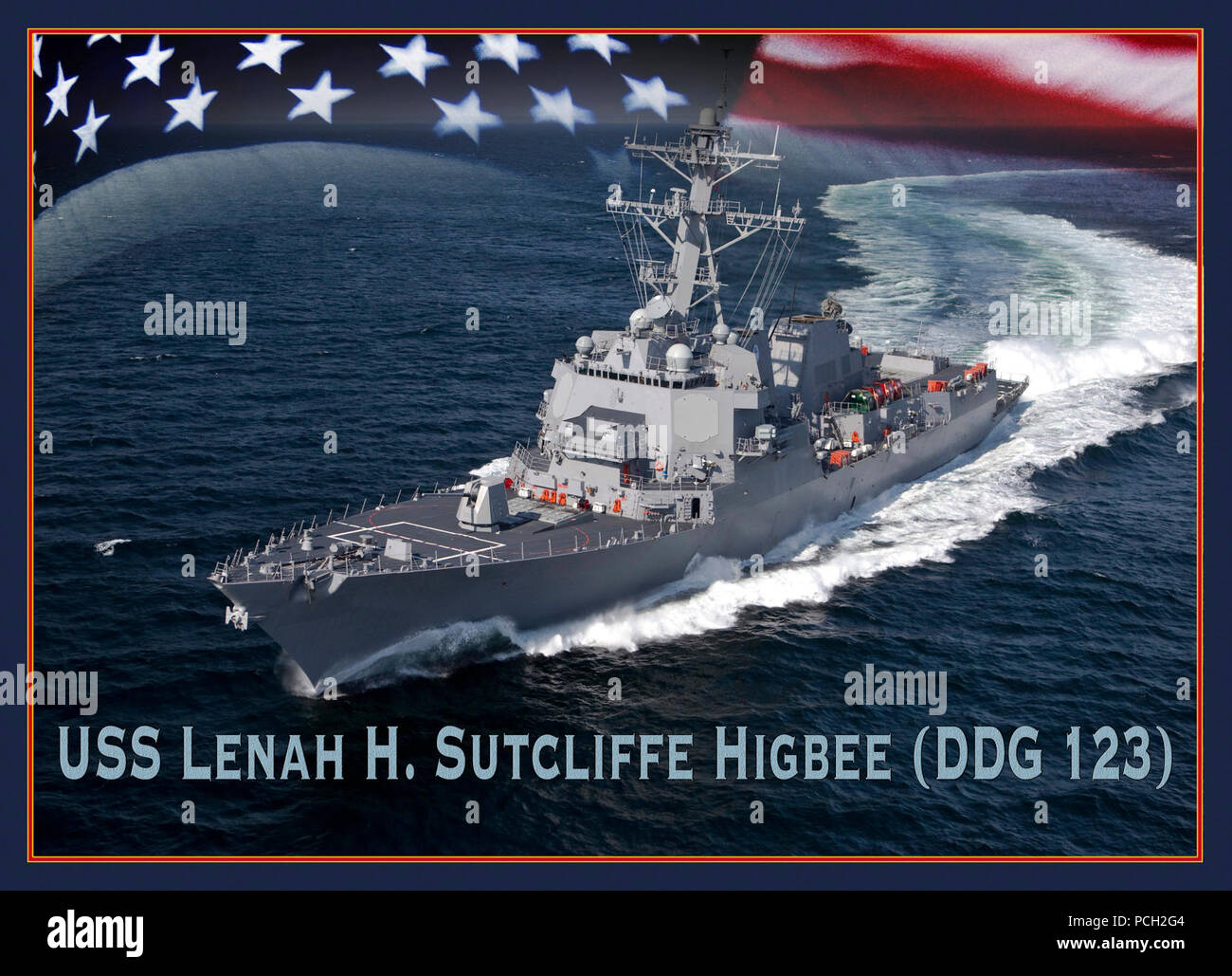 WASHINGTON (9 juin 2016) une représentation graphique de l'avenir missiles USS Lenah H. Sutcliffe Higbee (DDG 123). Higbee a servi comme le surintendant de la Marine américaine Corps infirmier pendant la Première Guerre mondiale et a été la première femme récipiendaire de la Croix de la Marine. Banque D'Images