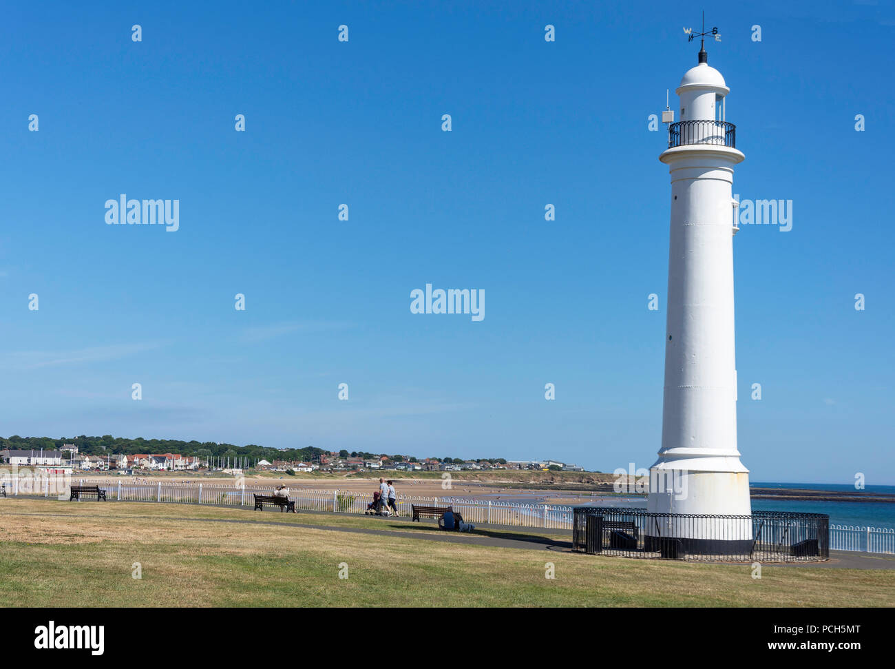 Fonte de Meik Phare et promenade, Seaburn, Sunderland, Tyne et Wear, Angleterre, Royaume-Uni Banque D'Images