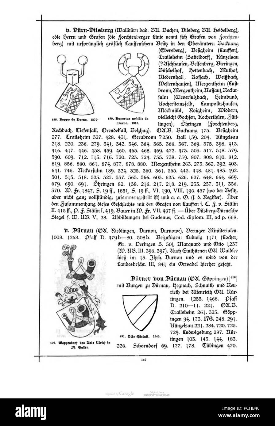 Wuerttembergisches Alberti Adels- und Wappenbuch 0140. Banque D'Images