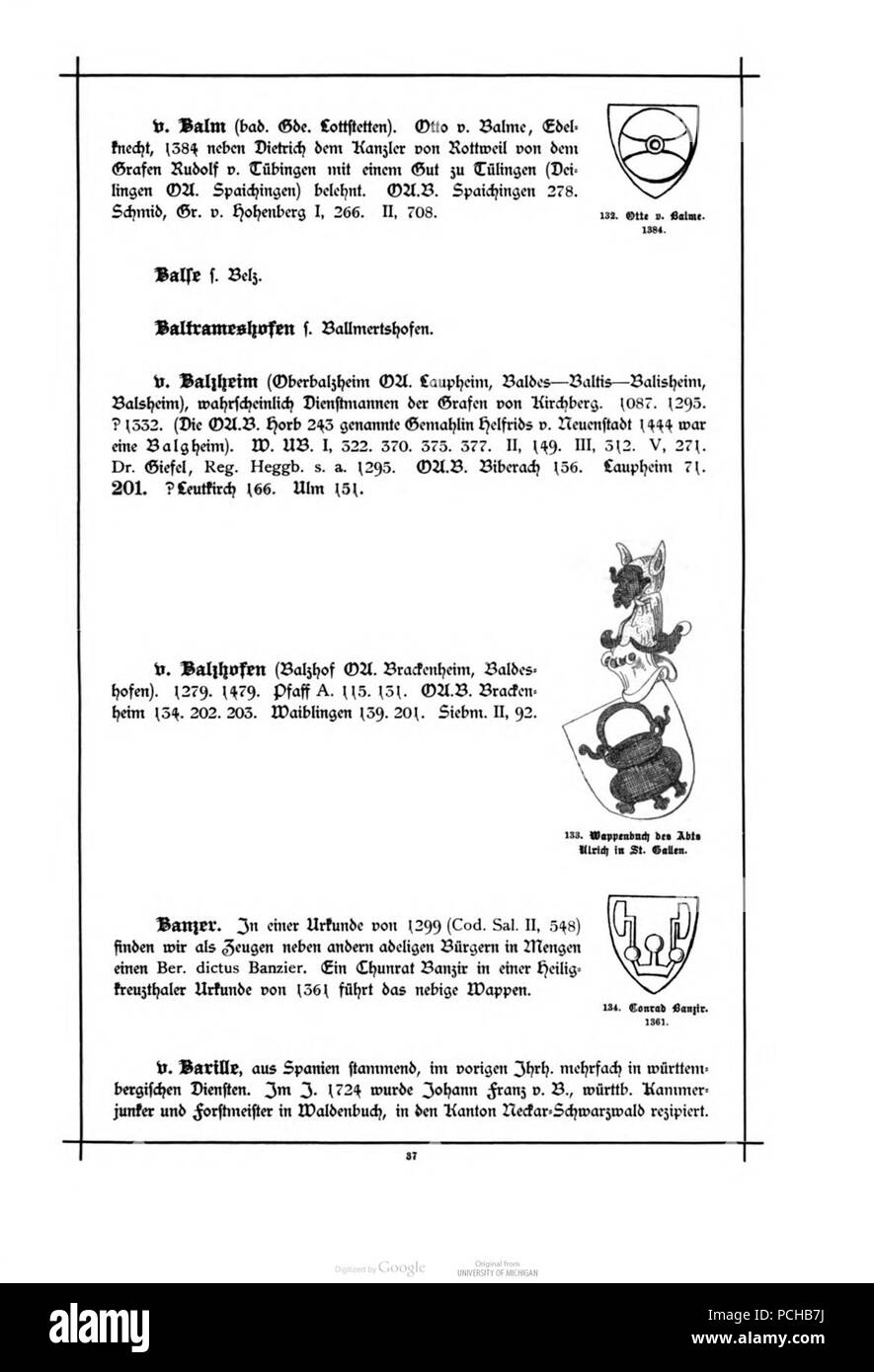 Wuerttembergisches Alberti Adels- und Wappenbuch 0037. Banque D'Images