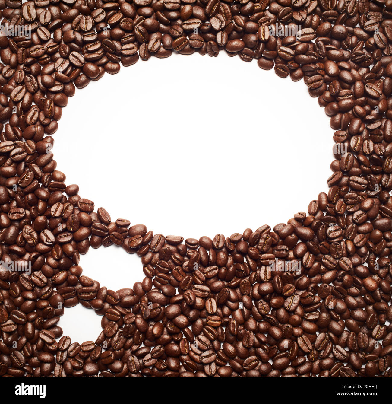 Café en grains formant un nuage de pensée frame Banque D'Images