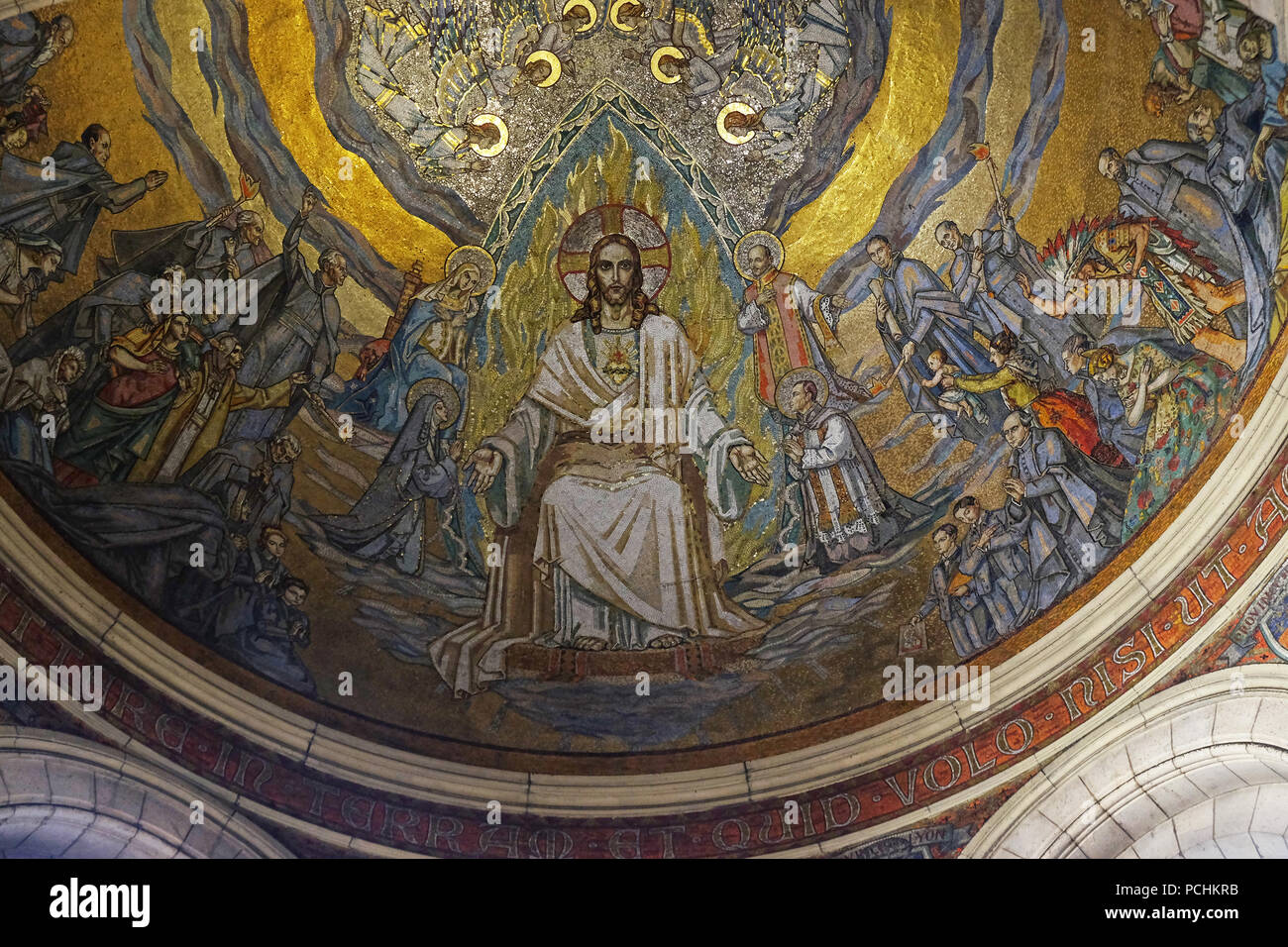 Jésus Christ, mosaïque de la Basilique du Sacré Coeur de Jésus à Paris, France Banque D'Images