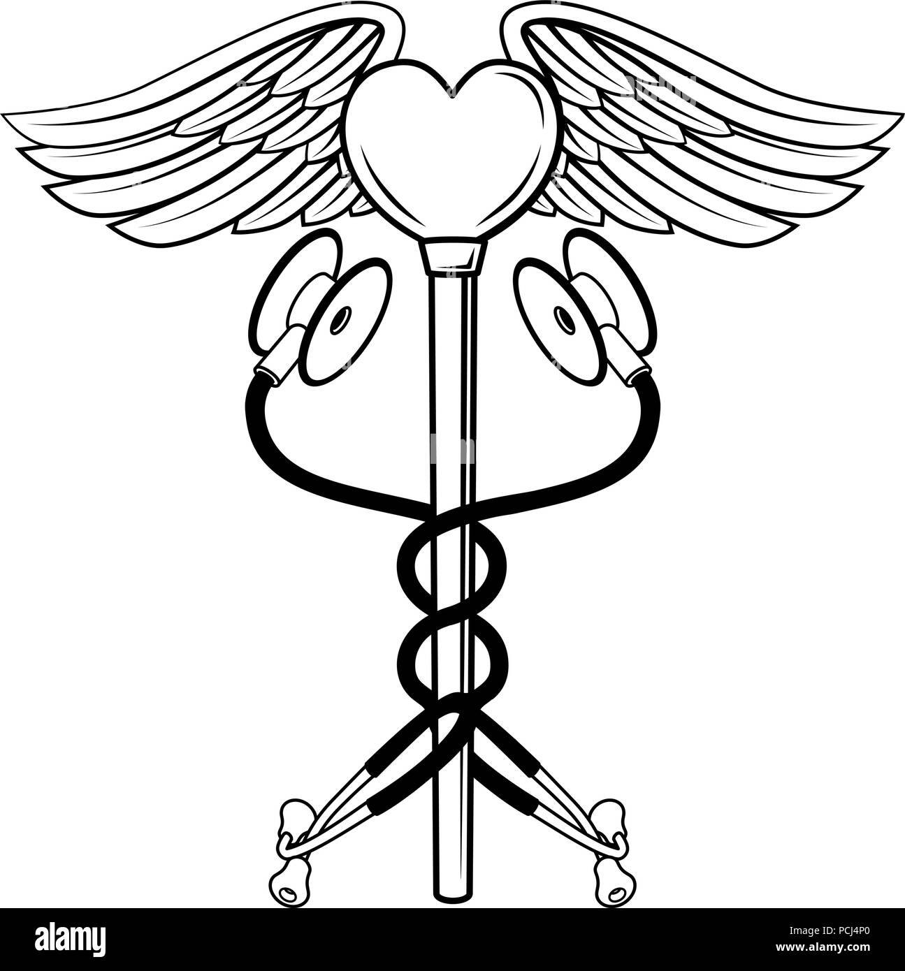 Coeur Caduceus Stethoscope Medical Concept Icône Illustration de Vecteur