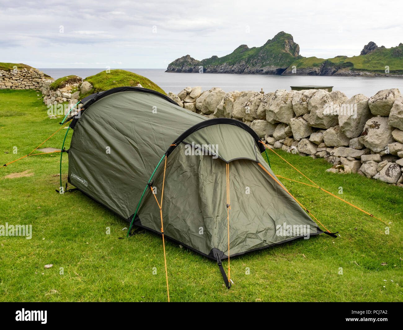 Une tente dans le camping sur l'île de Saint Kilda Banque D'Images