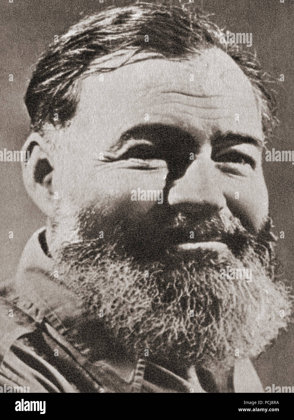 Ernest Miller Hemingway, 1899 - 1961. Écrivain, nouvelliste, journaliste et lauréate du Prix Nobel de Littérature, 1954. Après une impression contemporaine. Banque D'Images