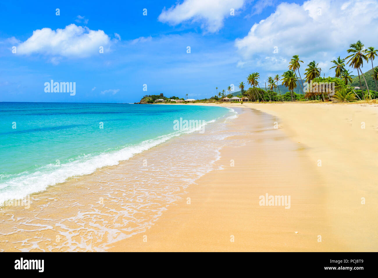 Paradise beach à Morris Bay, île tropicale des Caraïbes Antigua Banque D'Images