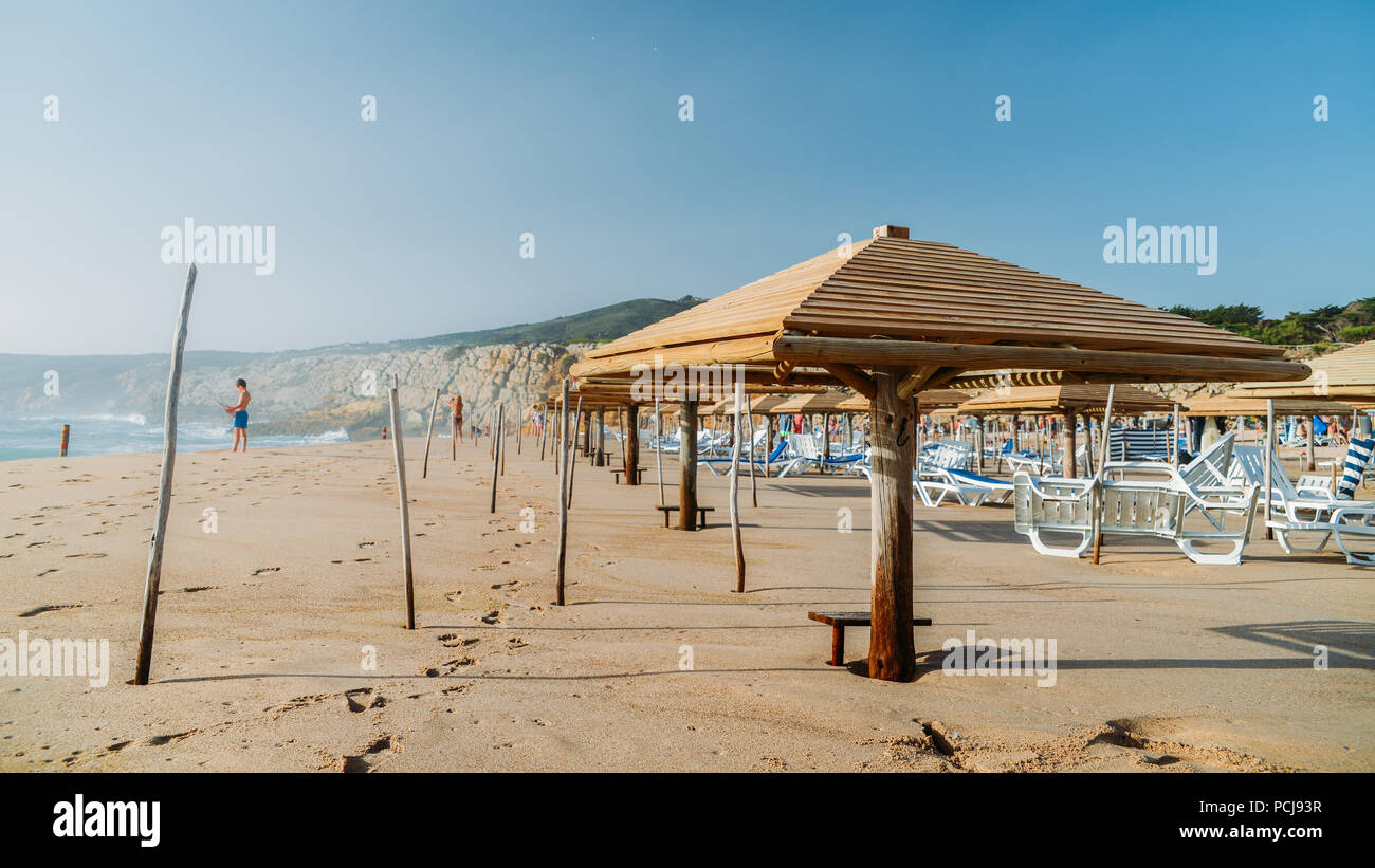 La plage de Guincho, Cascais, Portugal, un spot de kitesurf populaires Banque D'Images