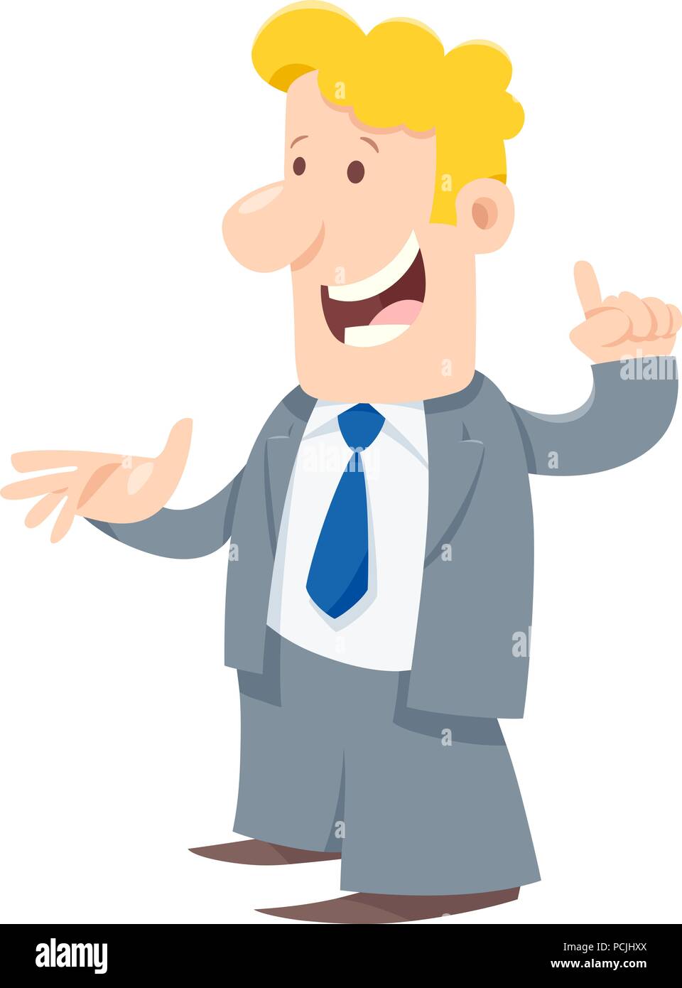 Cartoon Illustration of Happy businessman ou Manager en fonction de personnage Illustration de Vecteur