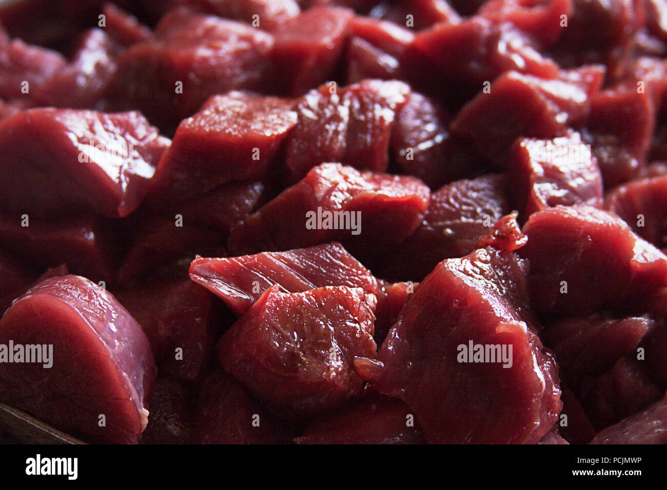 Ragoût de viande crue Close Up Banque D'Images