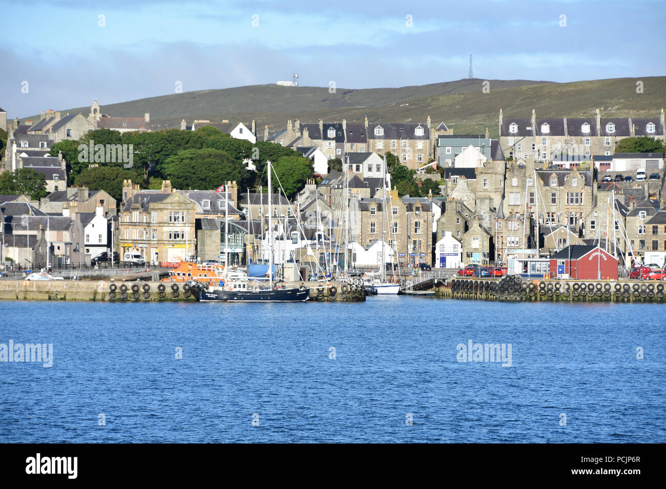 Vue de l'expédier de Lerwick, Shetland, Scotland, UK. Juillet, 2018 Banque D'Images