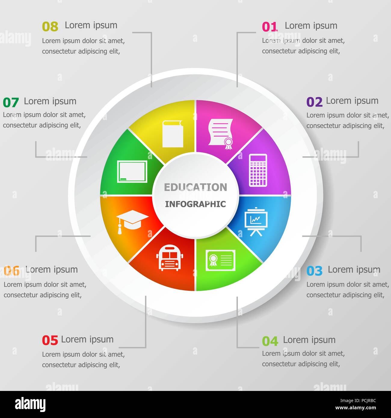 Modèle de conception infographique avec icônes de l'éducation, vecteur de stock Illustration de Vecteur