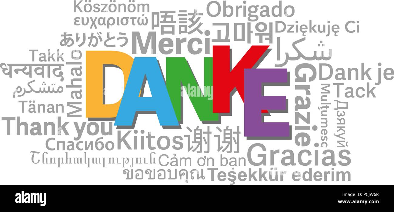 Merci Nuage de mots dans différentes langues avec mot allemand DANKE dans le centre vector illustration Illustration de Vecteur
