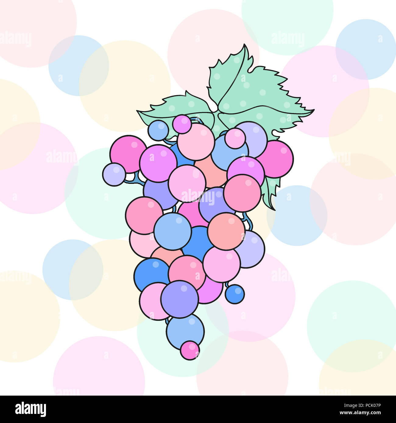 Illustration d'une bande de couleur pastel, les vignes contre un arrière-plan en pointillés. Soft, colorée, fun. Banque D'Images