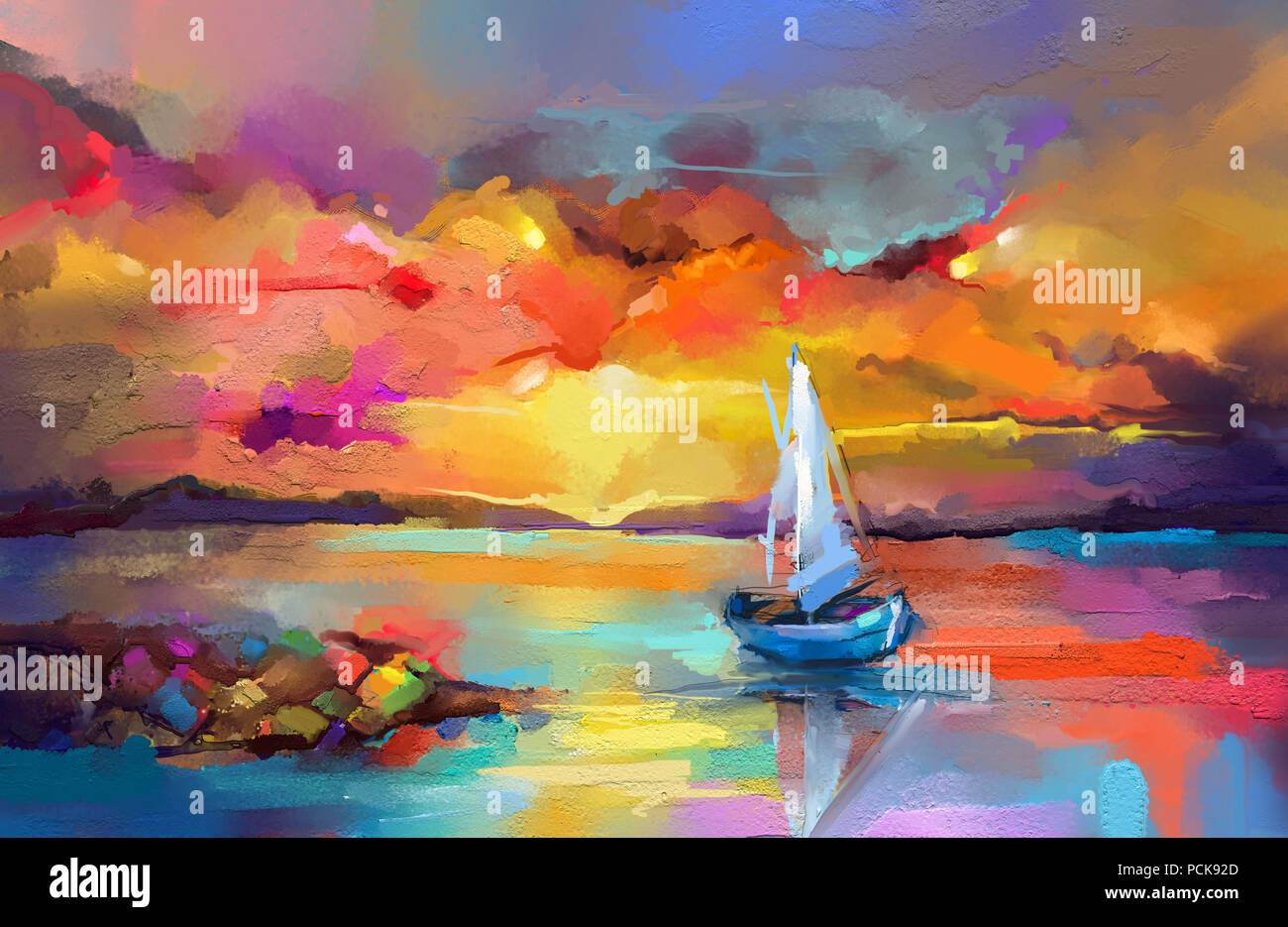 Peinture à l'huile sur toile colorée de texture. Image de l