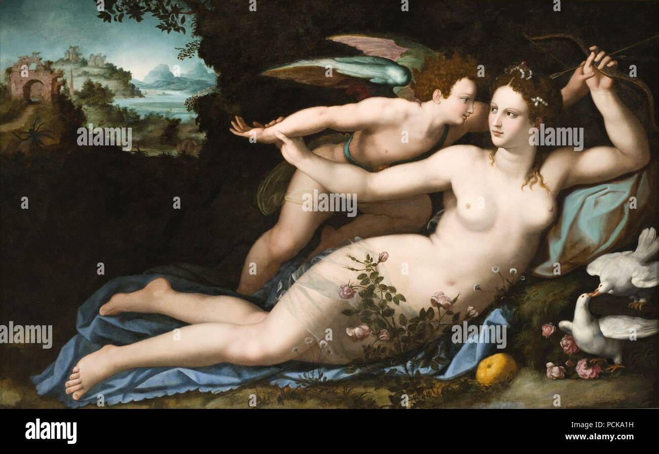 Alessandro Allori - Vénus désarmant Cupidon, (1570) LACMA. Banque D'Images