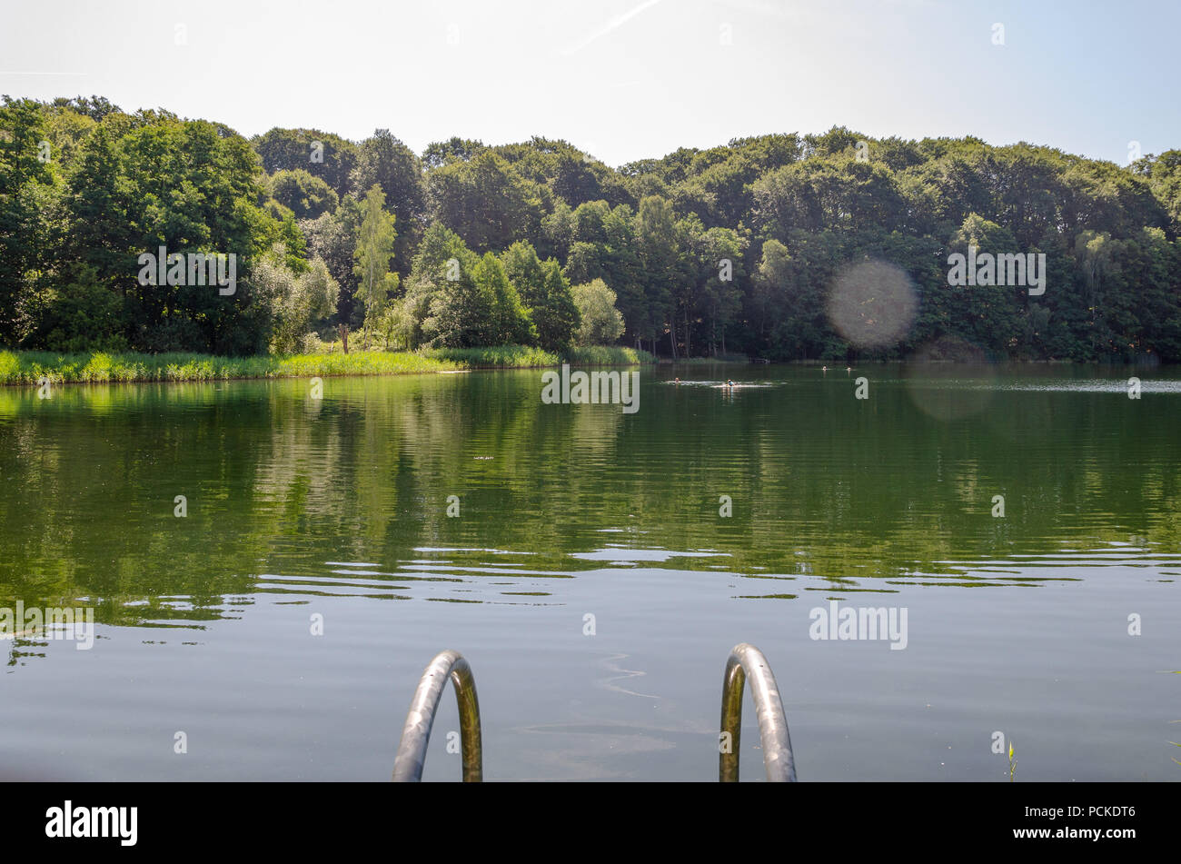 Jetée du lac forêt avec arrière-plan. Beau paysage de vacances lac allemand. Les séries d'image. Banque D'Images