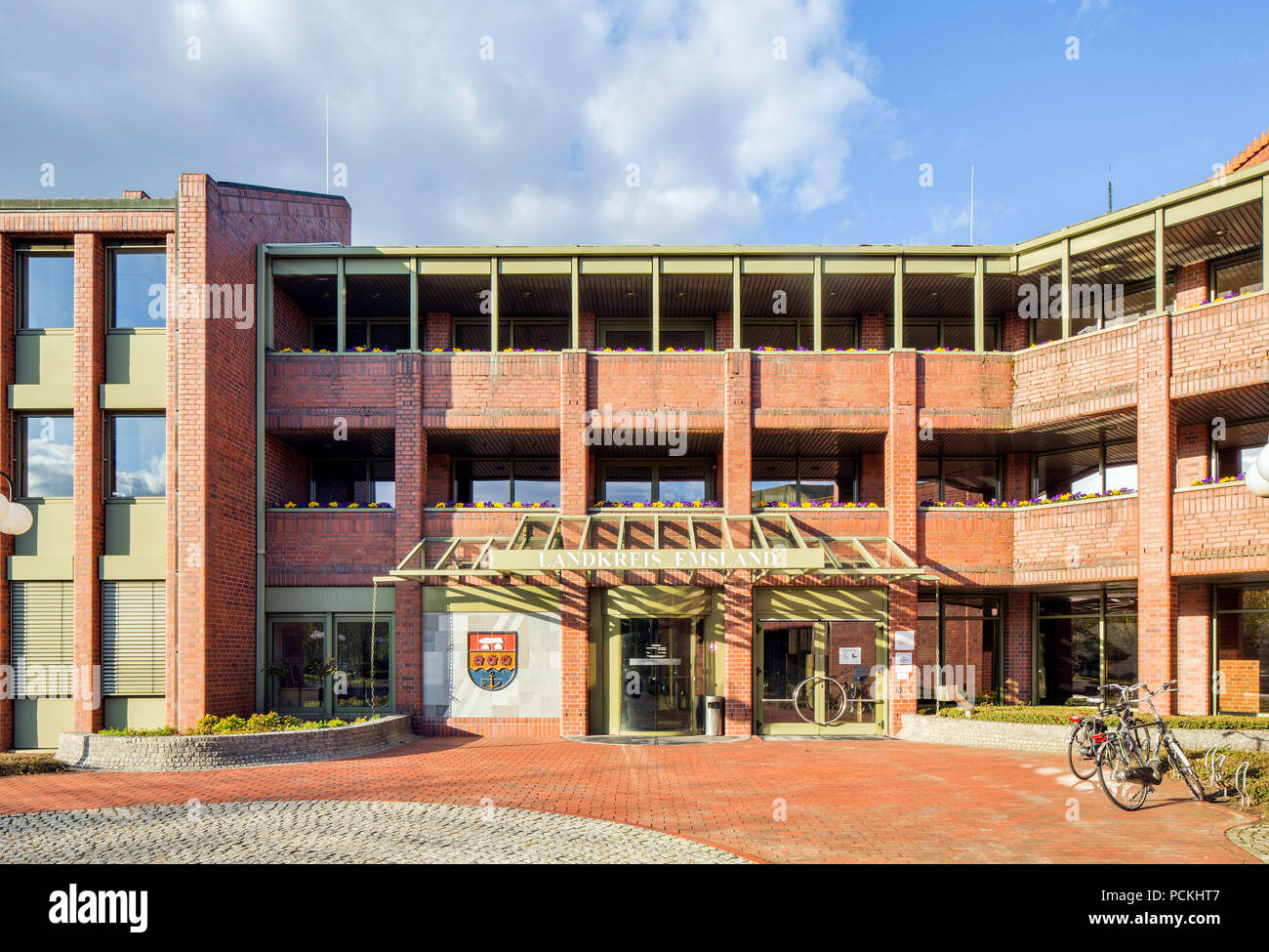 Maison de district du district administratif de l'Ems, Meppen, Emsland, Basse-Saxe, Allemagne Banque D'Images