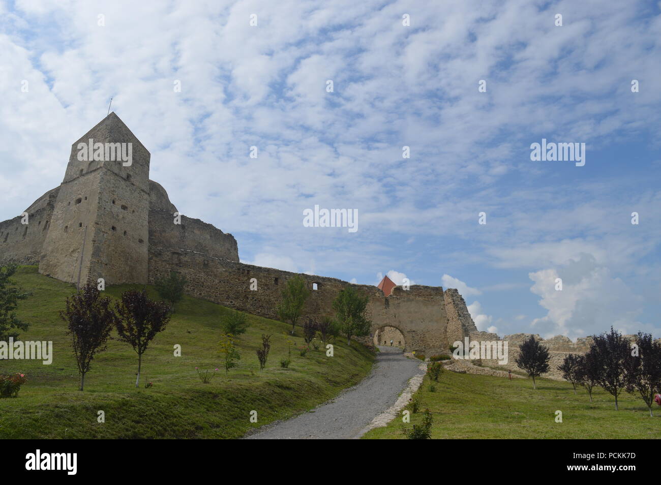 Brasov forteresse sur une colline, la Transylvanie Banque D'Images