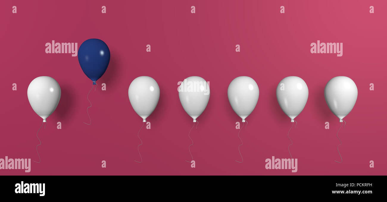 Concept : départ de la foule avec fond rose, 3D Rendering Banque D'Images