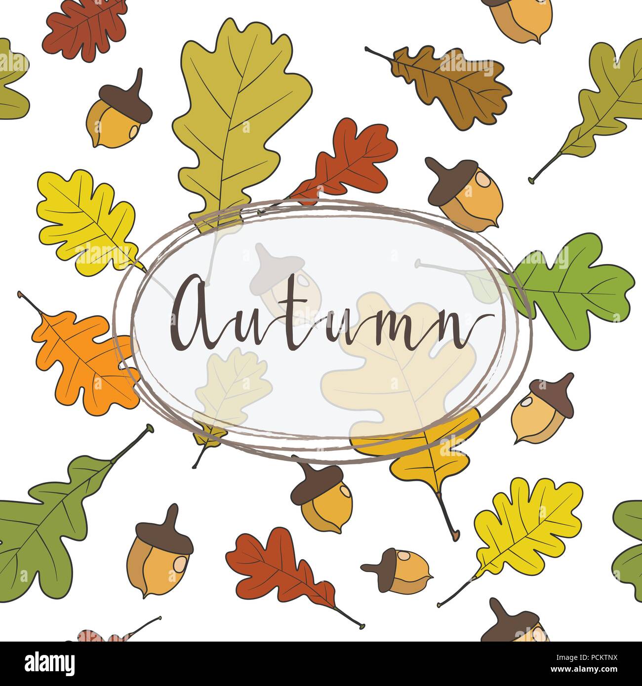 Arrière-plan de l'automne. Guirlande de feuilles en automne. L'érable multicolores, chêne et frêne leves. Vector EPS 10 Illustration de Vecteur