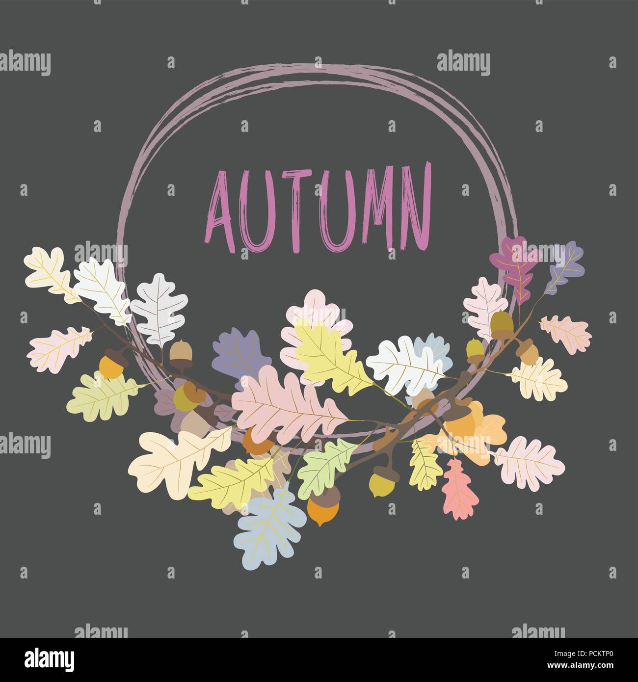 Arrière-plan de l'automne. Guirlande de feuilles en automne. L'érable multicolores, chêne et frêne leves. Vector EPS 10 Illustration de Vecteur