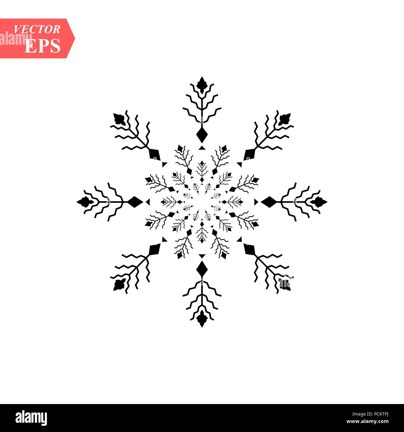 Icône flocon. Thème de Noël et d'hiver. Télévision simple illustration noir sur fond blanc. Illustration de Vecteur