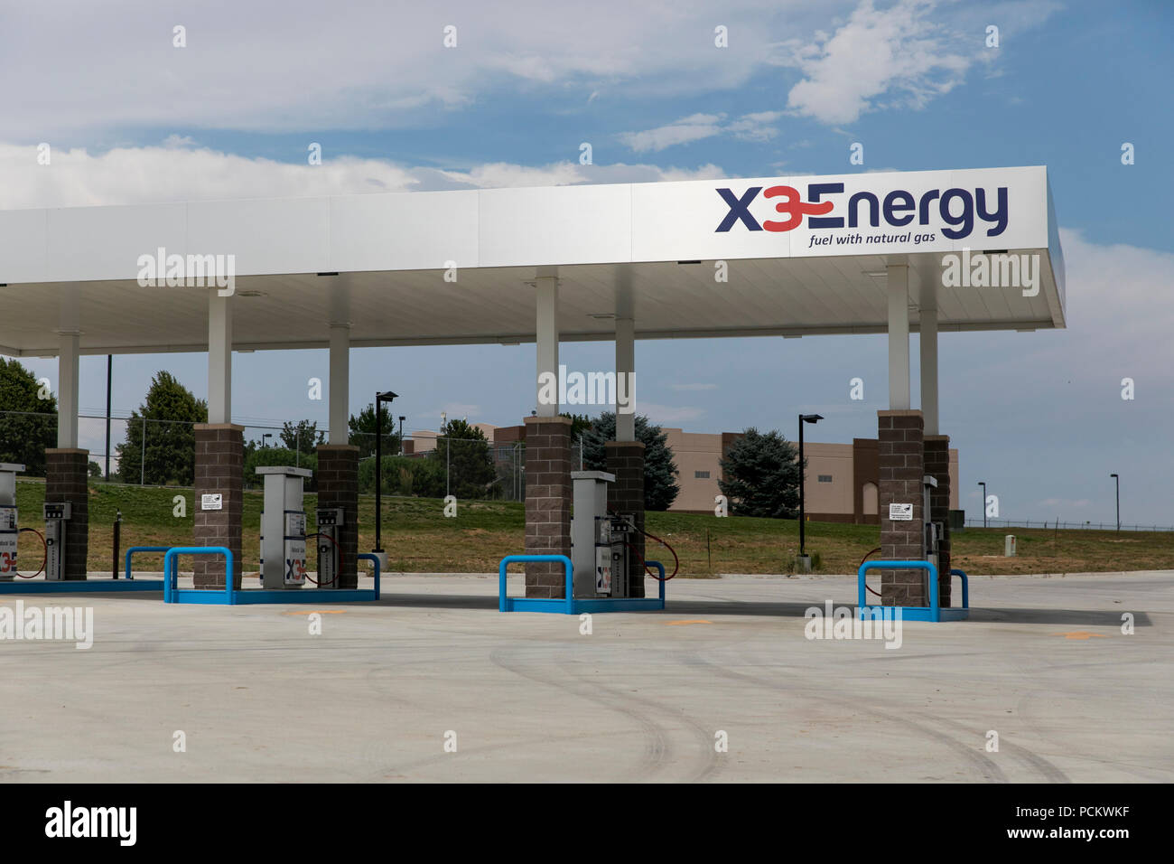 Un logo affiche à l'extérieur d'un X3l'énergie et l'énergie alternative Ward poste de ravitaillement en gaz naturel Greely, Colorado, le 21 juillet 2018. Banque D'Images