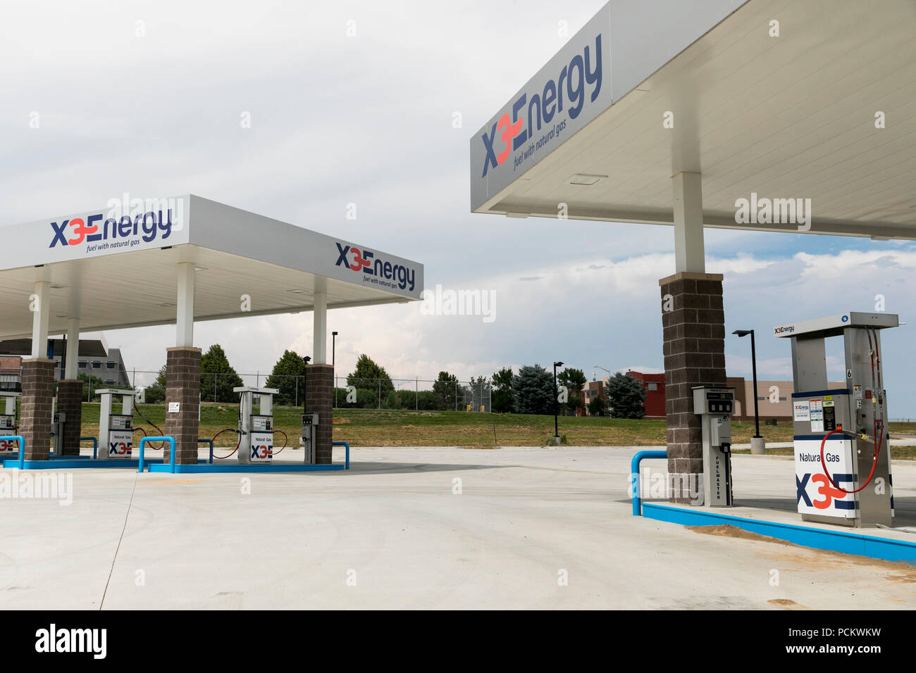 Un logo affiche à l'extérieur d'un X3l'énergie et l'énergie alternative Ward poste de ravitaillement en gaz naturel Greely, Colorado, le 21 juillet 2018. Banque D'Images