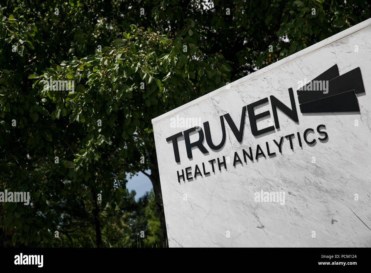 Un logo affiche à l'extérieur d'un établissement occupé par Truven Analytics Santé à Greenwood Village, Colorado, le 22 juillet 2018. Banque D'Images