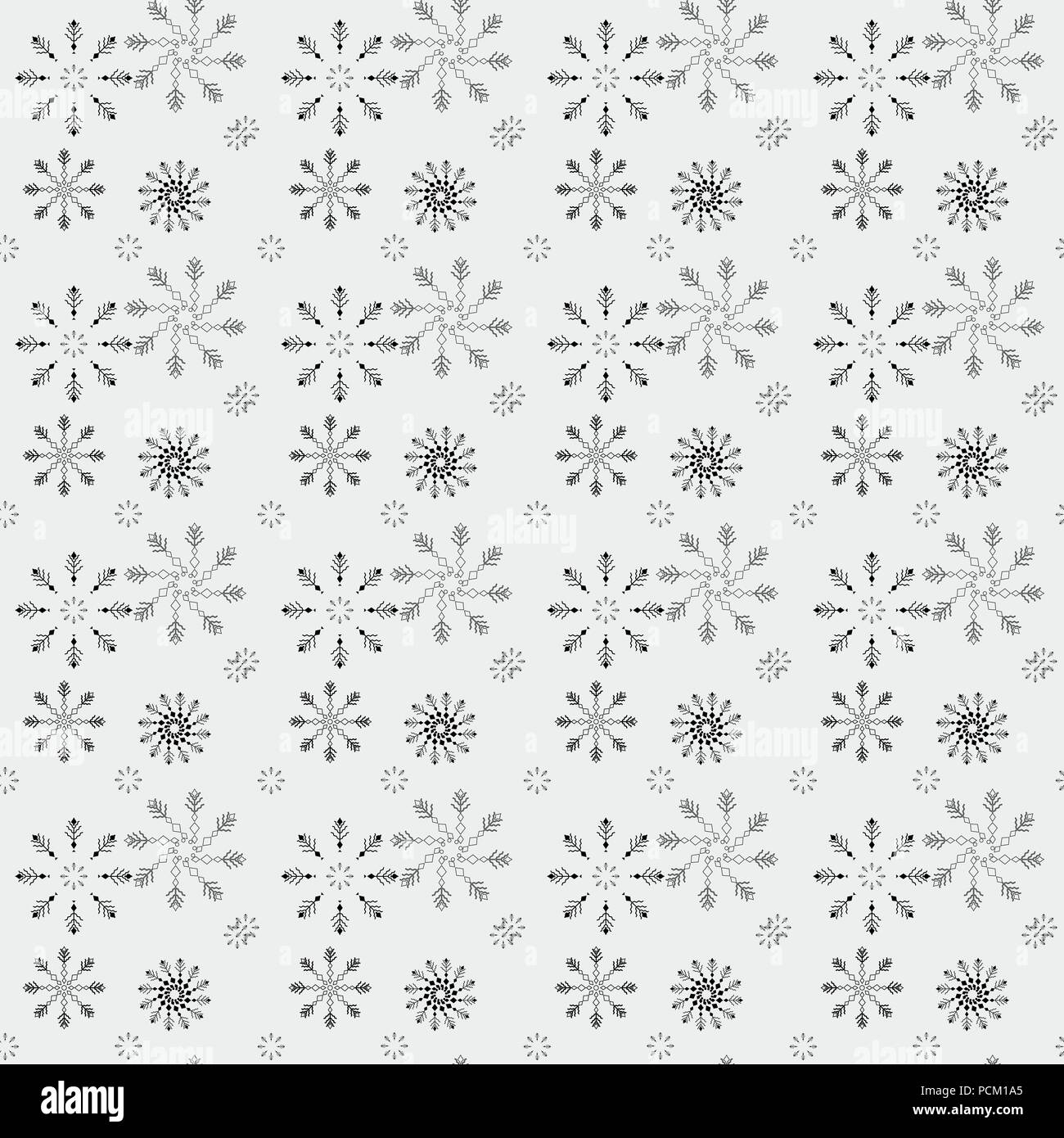 Simple Motif flocon transparent. La neige noire sur fond blanc. Résumé fond d'emballage, décoration. Joyeux Noël, symbole hiver vacances, Ha Illustration de Vecteur