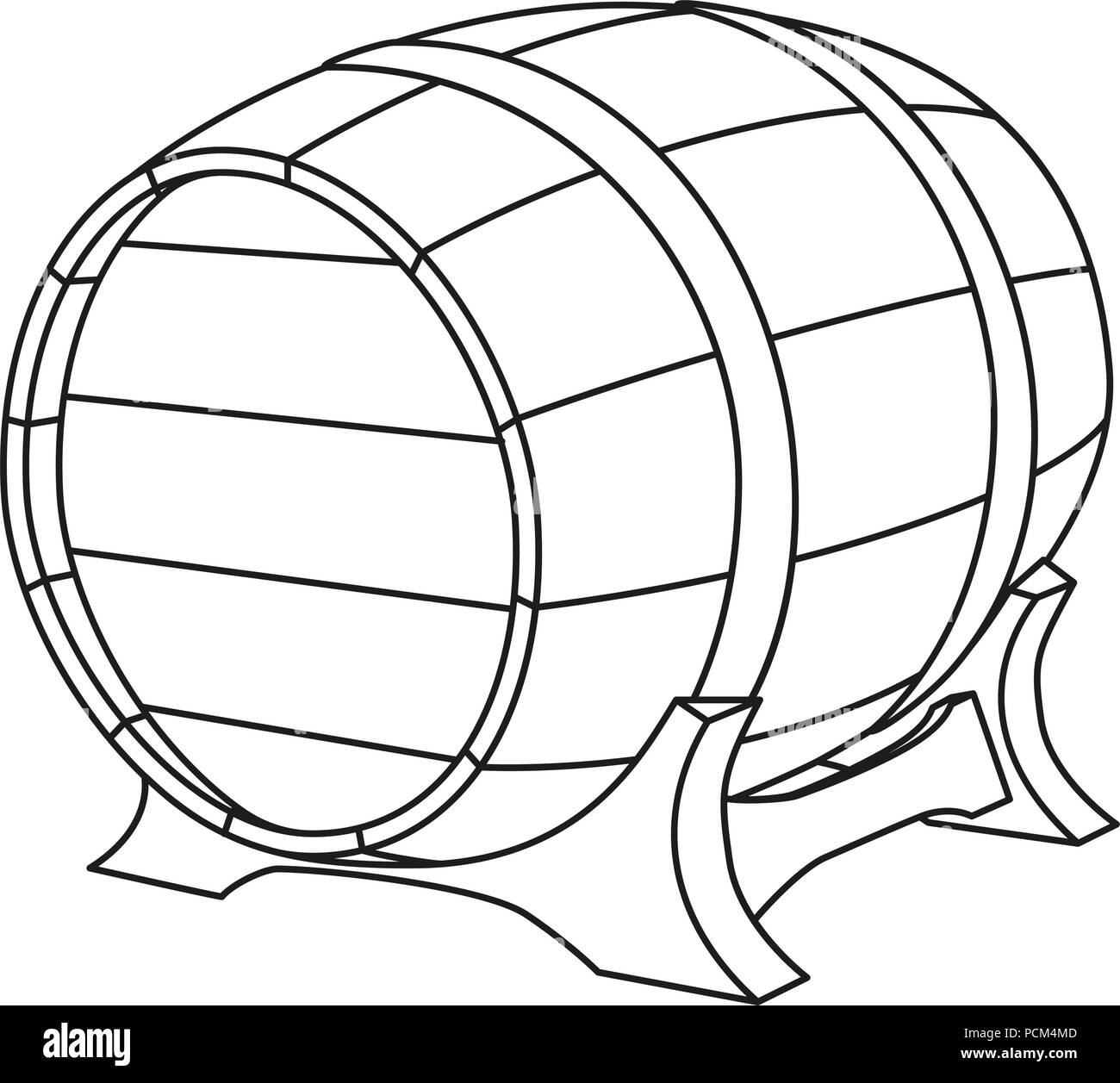 Les dessins au trait noir et blanc baril de bière Illustration de Vecteur