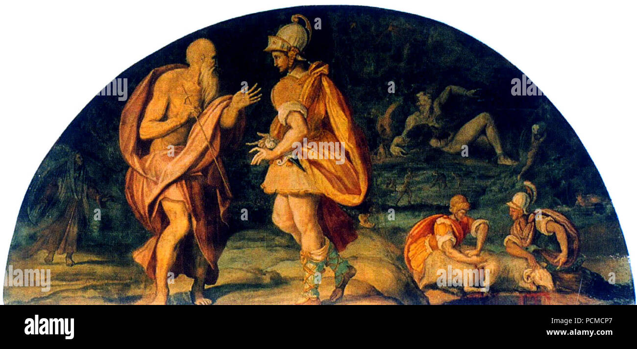 Alessandro Allori - questions Odysseus, le voyant, Tiresias. Banque D'Images