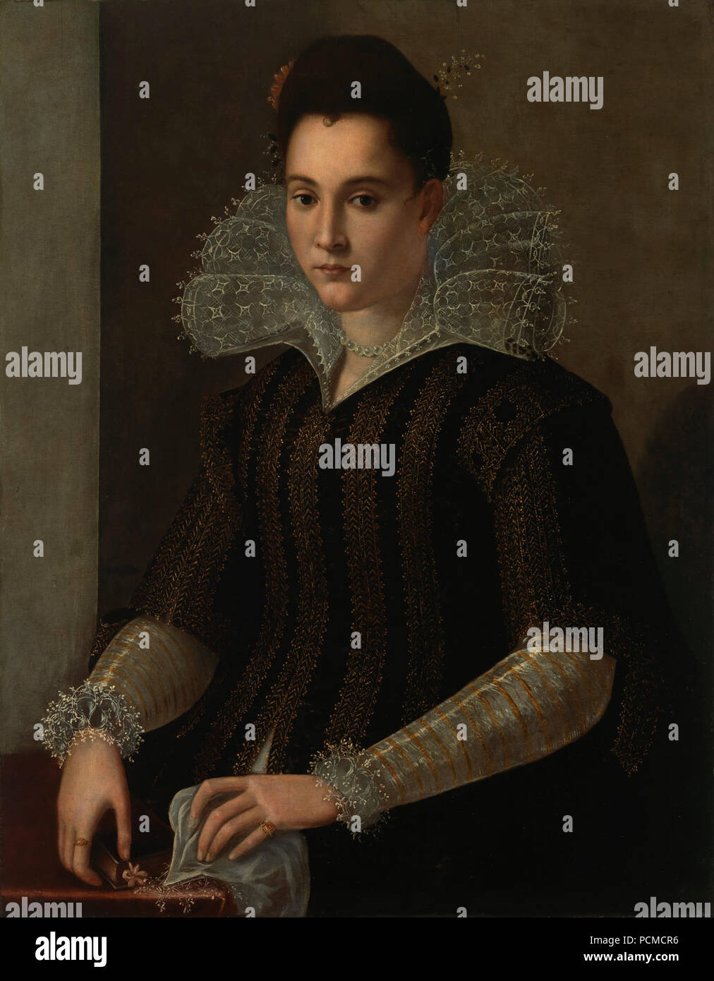 Alessandro Allori, cercle d'- piiri - krets (1535-1607) - Portrait de femme - Naisen muotokuva - Porträtt av dam Banque D'Images