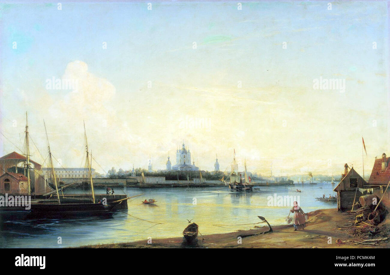 Alexey Bogolyubov. Vue sur le monastère de Smolny Bol'shaya Ohta. Banque D'Images