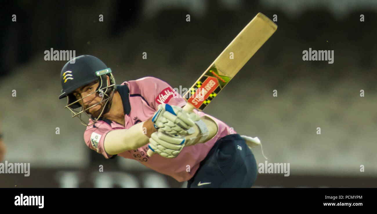 Londres, Royaume-Uni. 2 Août, 2018. xxxx de Middlesex au bâton contre les requins Sussex dans la vitalité Blast T20 match de cricket Lords. David Rowe/Alamy Live News Banque D'Images