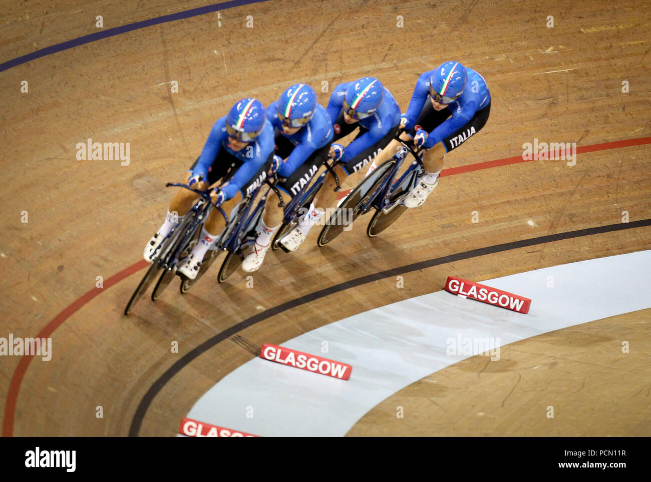 Glasgow 3 août 2018. Sir Chris Hoy vélodrome. Poursuite féminine. GBR prendre d'or sur l'Italie. Katie Archibald, Elinor Barker, laura Kenny, Evans de Neah. Credit Alan Oliver / Alamy Live News Banque D'Images