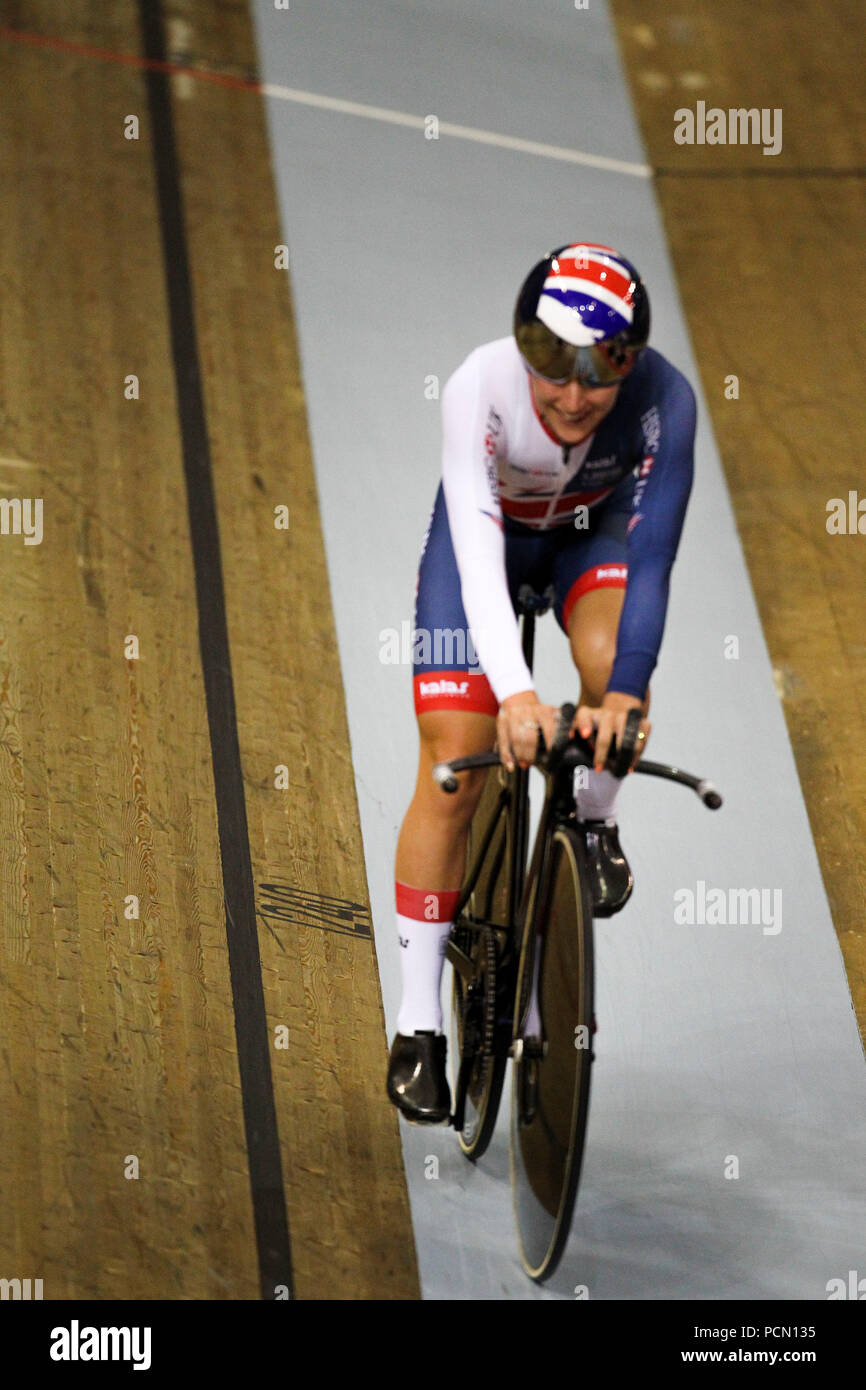 Glasgow 3 août 2018. Sir Chris Hoy vélodrome. Poursuite féminine. GBR prendre d'or sur l'Italie. Katie Archibald, Elinor Barker, laura Kenny, Evans de Neah. Credit Alan Oliver / Alamy Live News Banque D'Images