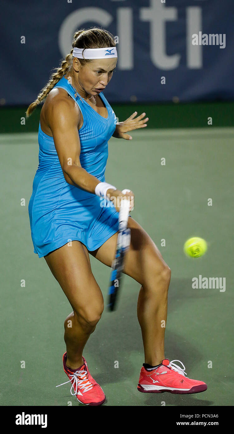 3 août 2018 : Yulia Putintseva joue un coup droit tourné lors d'un match de tennis Open de Citi à Rock Creek Park, à Washington DC. Justin Cooper/CSM Banque D'Images