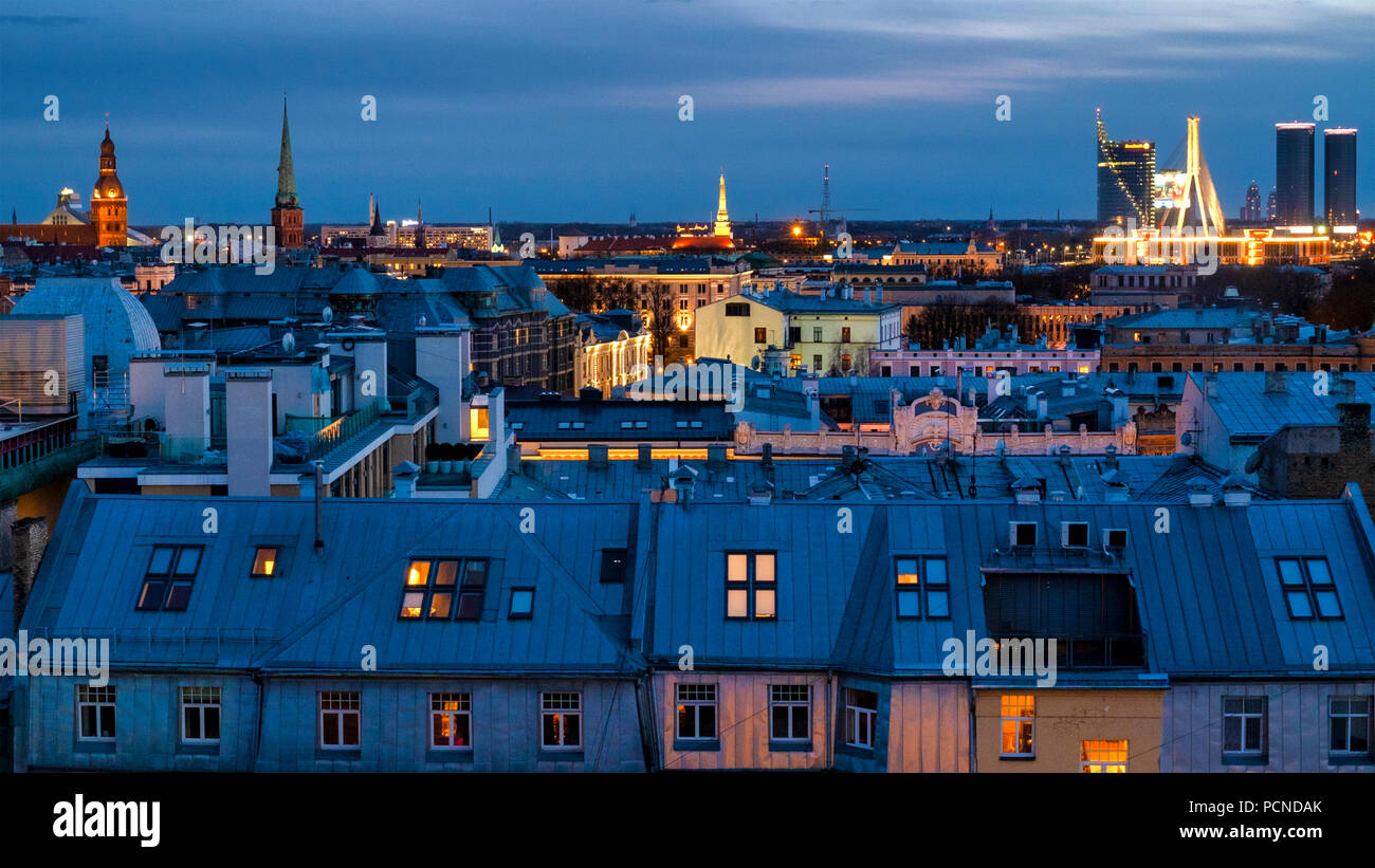 Vue aérienne de Riga, Lettonie Abri international Banque D'Images