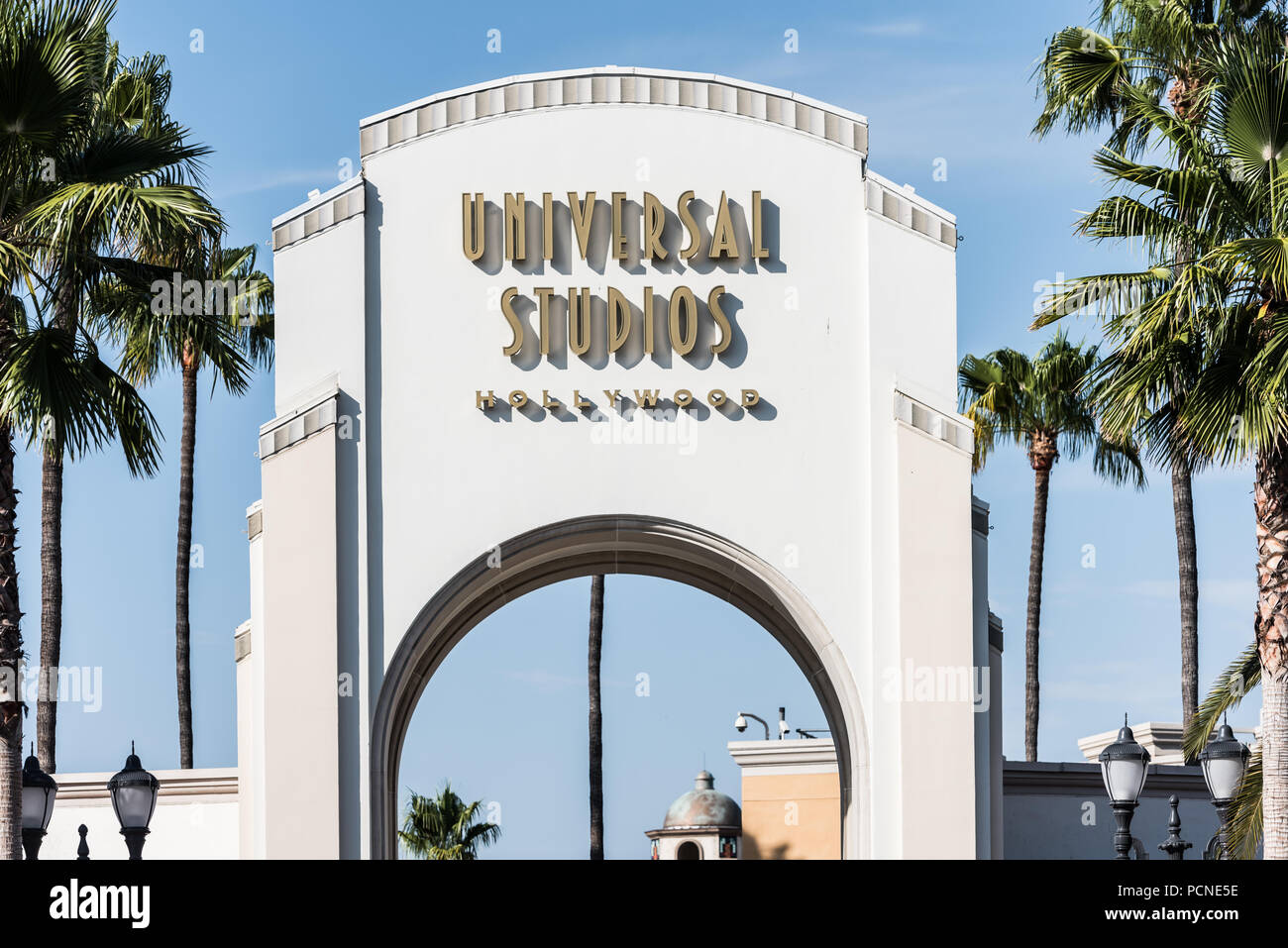Los Angeles, Californie, USA - 30 juillet 2018 : le signe du Studiod universelle à theentrance de Universal Studios de Hollywood, Los Angeles, CA Banque D'Images