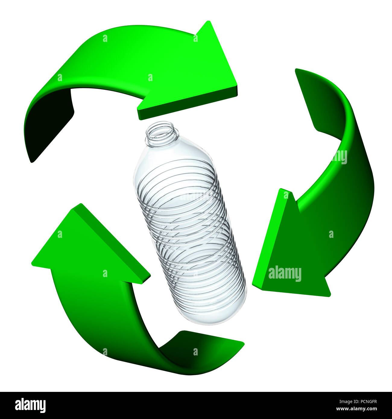 En plastique. Symbole de recyclage.. Nettoyant écologique monde. Banque D'Images