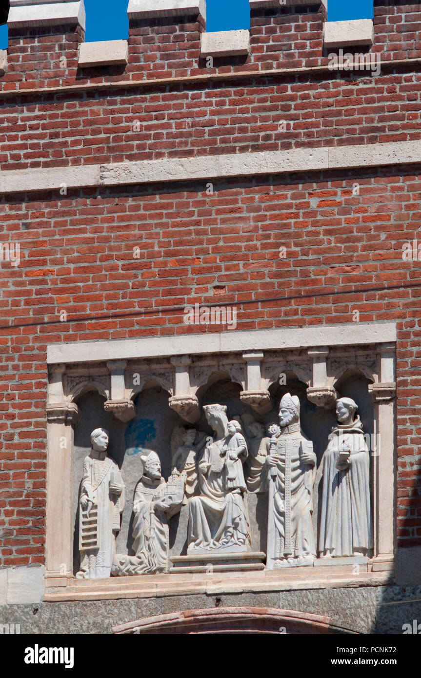 L'Italie, Lombardie, Milan, Porta Ticinese Medievale, porte de la ville médiévale, Détail Banque D'Images