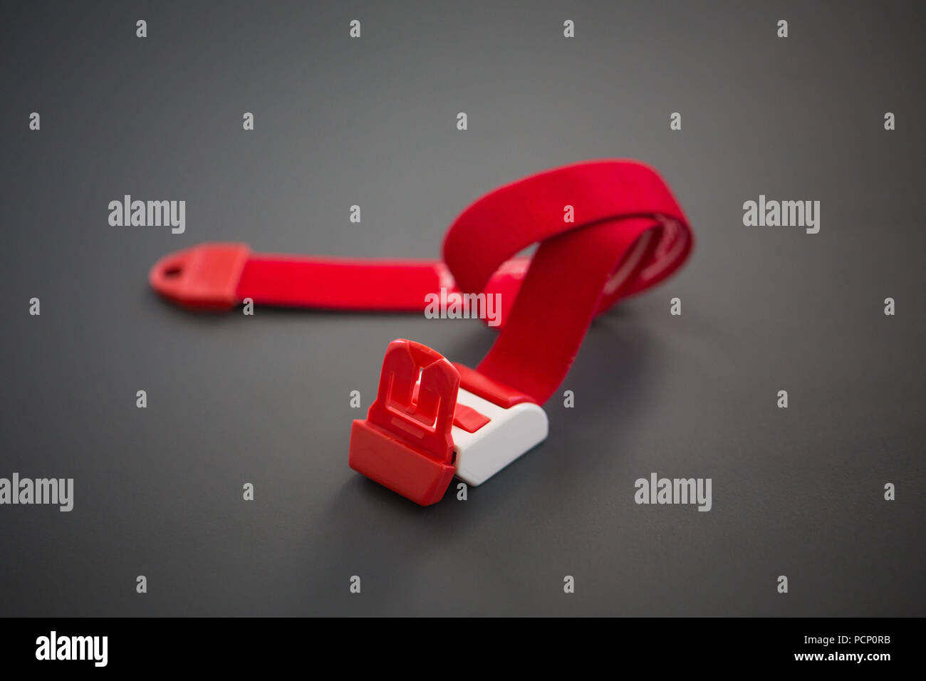 Garrots Garrot / rouge sur fond gris Banque D'Images