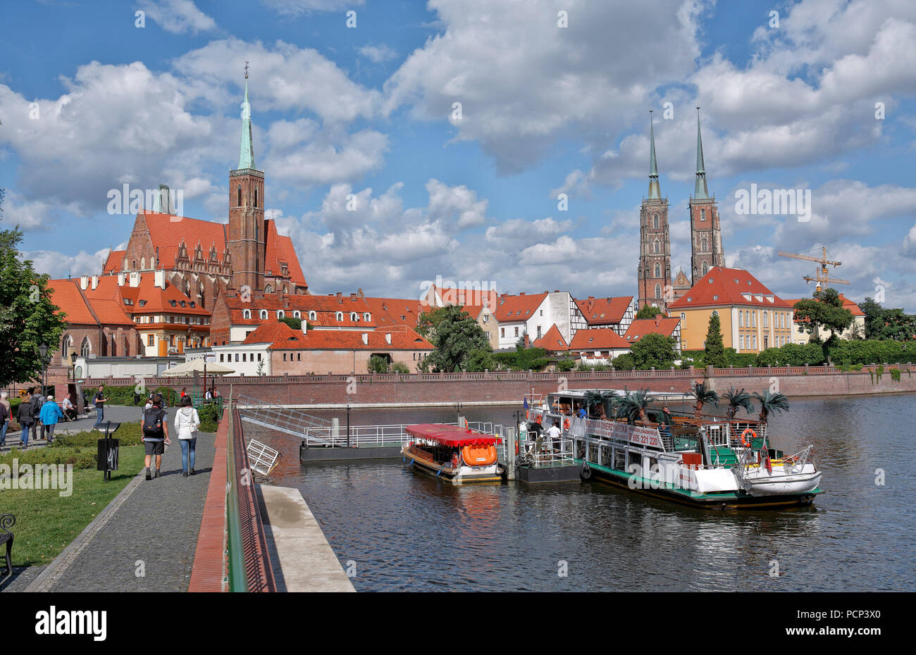 L'île de la cathédrale, dominsel Ostrow Tumski, partie la plus ancienne de la ville de Wroclaw, à proximité de la rivière Oder. Wroclaw, Breslau, Basse Silésie, Pologne, Europe Banque D'Images