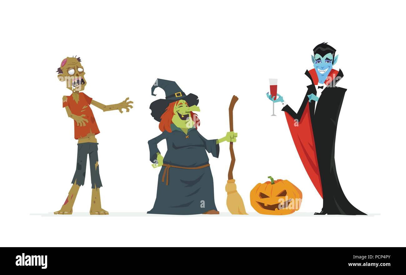 Personnages de l'Halloween - vector illustration isolé moderne Illustration de Vecteur
