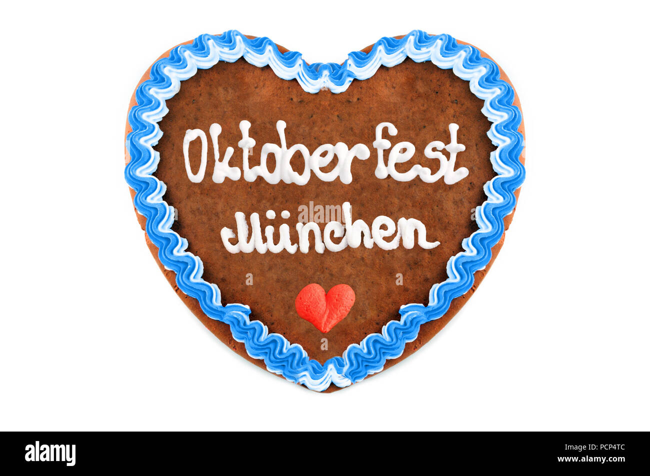 Oktoberfest 2018 Gingerbread heart avec blanc fond isolé Banque D'Images