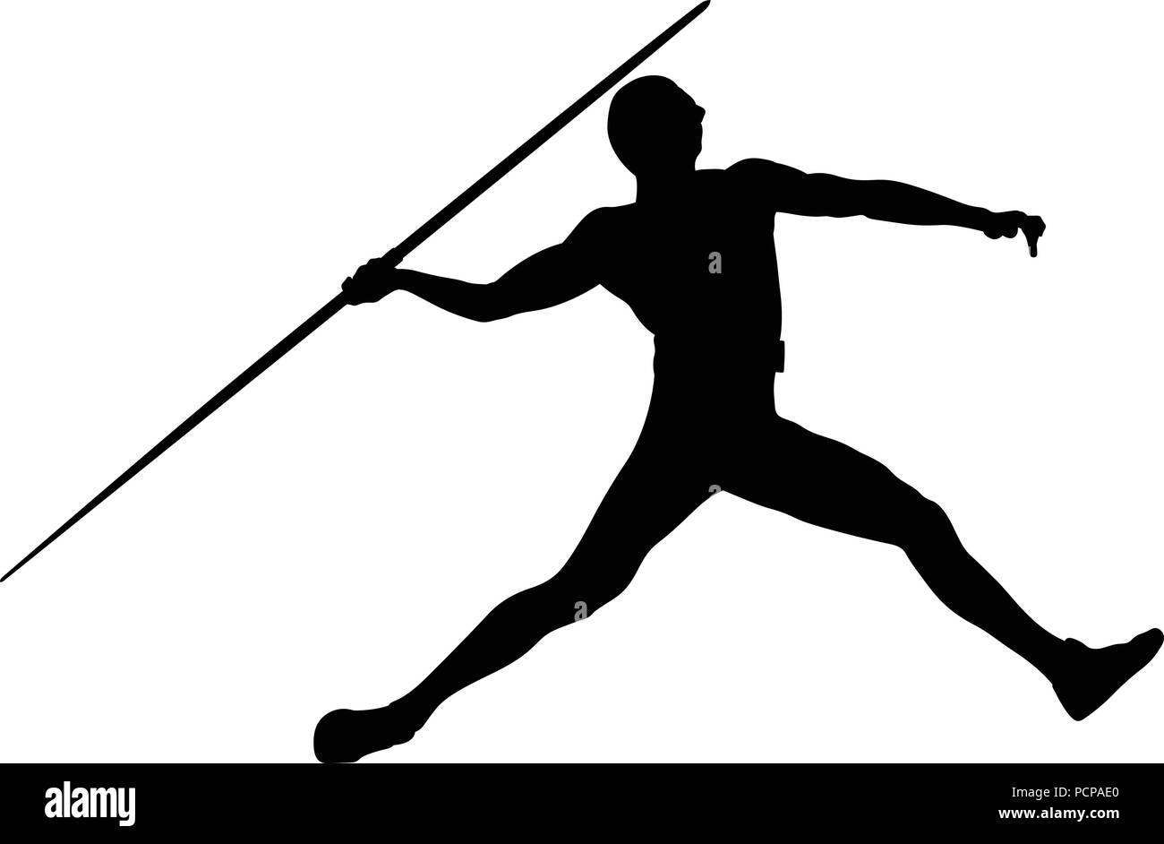Javelot en athlétisme athlète homme silhouette noire Illustration de Vecteur