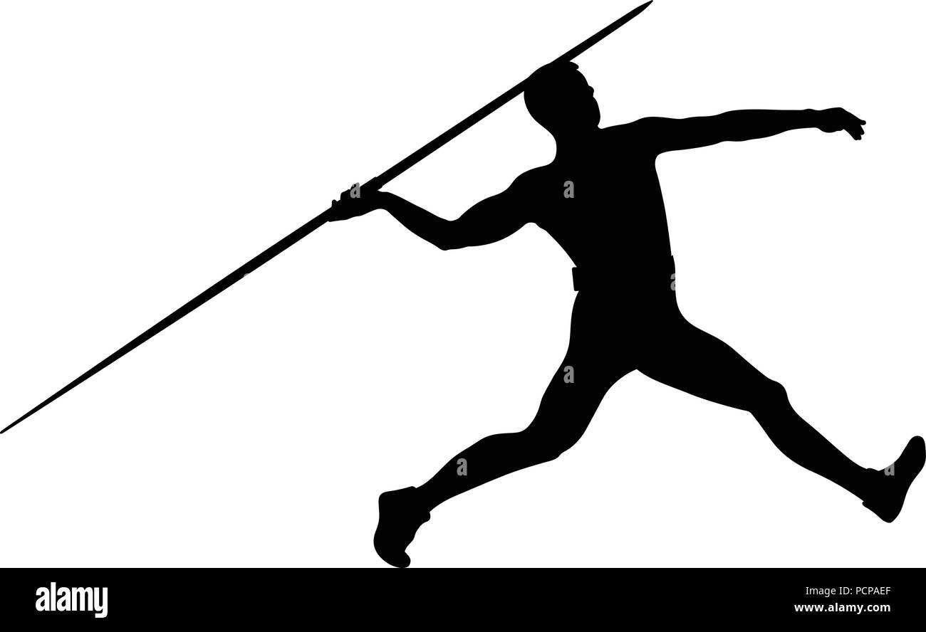 Lanceur de javelot de l'athlète en athlétisme lancer du javelot de la concurrence Illustration de Vecteur