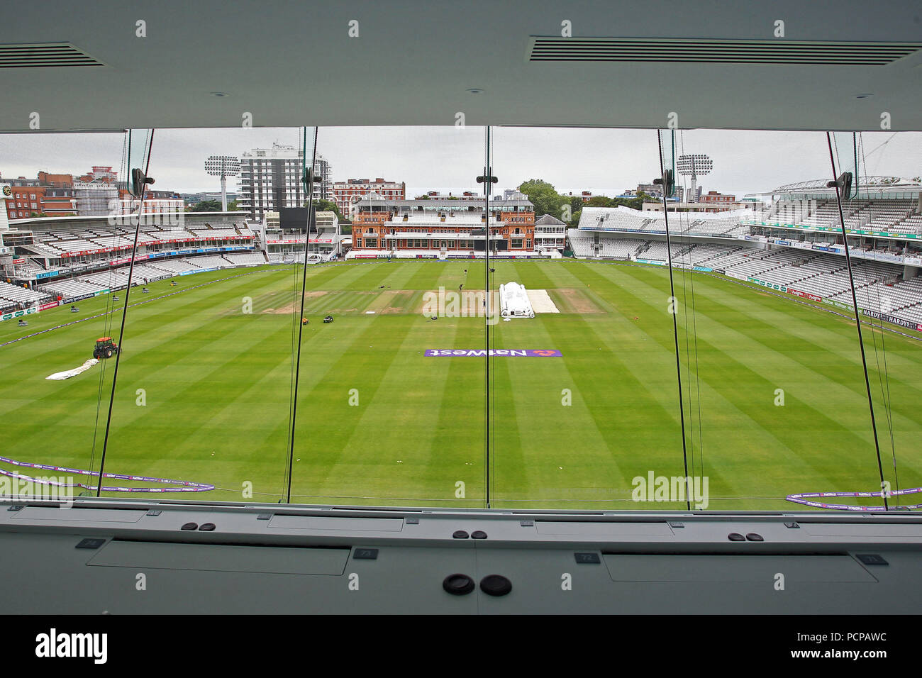 Vue générale du sol du centre des médias à venir de Middlesex vs Essex Eagles, NatWest T20 Cricket Blast à Lord's Cricket Ground le 28 juillet 2 Banque D'Images