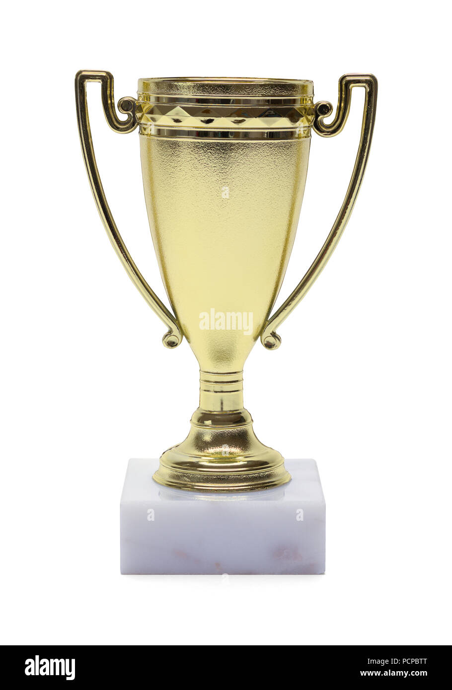 Trophée d'or Cup isolé sur un fond blanc. Banque D'Images
